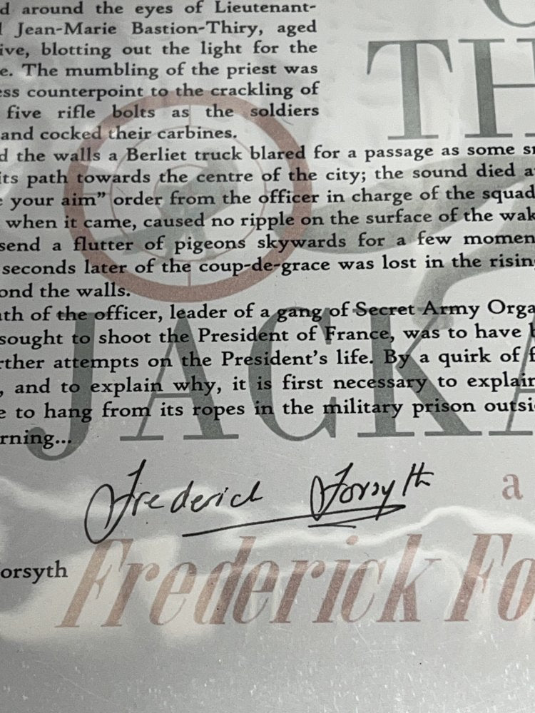 Autographed Typescript - Frederick Forsyth  - THE DAY OF THE JACKAL  -