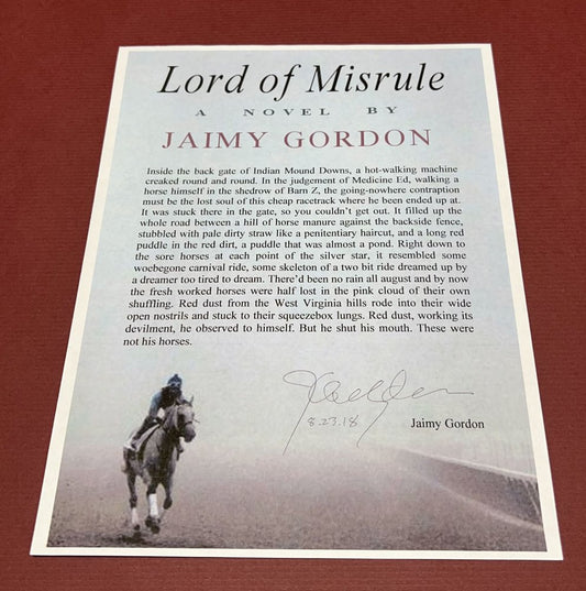 Autographed Typescript - Jaimy Gordon - LORD OF MISRULE - National Book Award winner