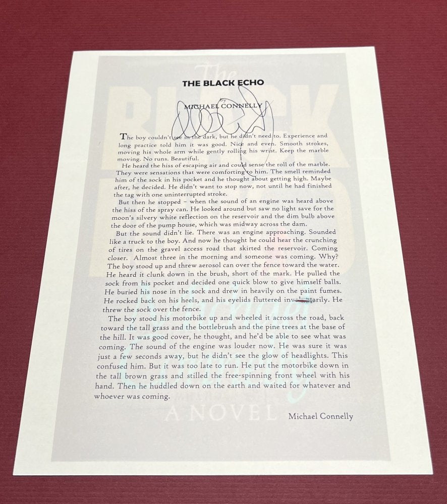 Autographed Typescript - Michael Connolly - THE BLACK ECHO -