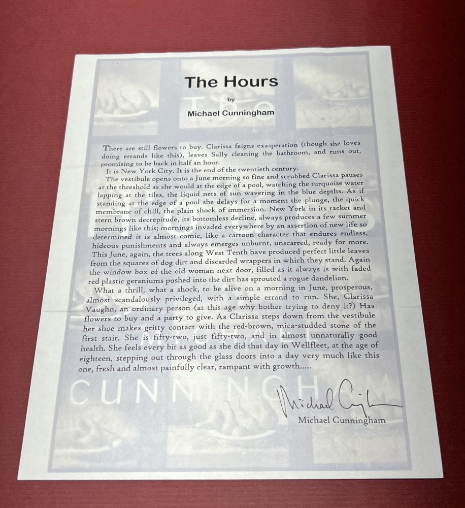 Autographed Typescript - Michael Cunningham  - THE HOURS  - Pulitzer Prize winner