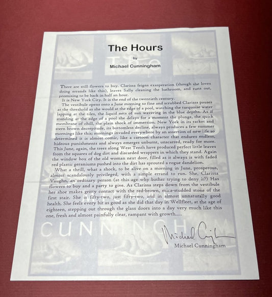 Autographed Typescript - Michael Cunningham  - THE HOURS  - Pulitzer Prize winner