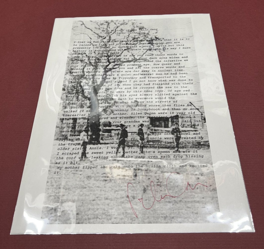 Autographed Typescript - Peter Carey - TRUE HISTORY OF THE KELLY GANG - Booker Prize winner