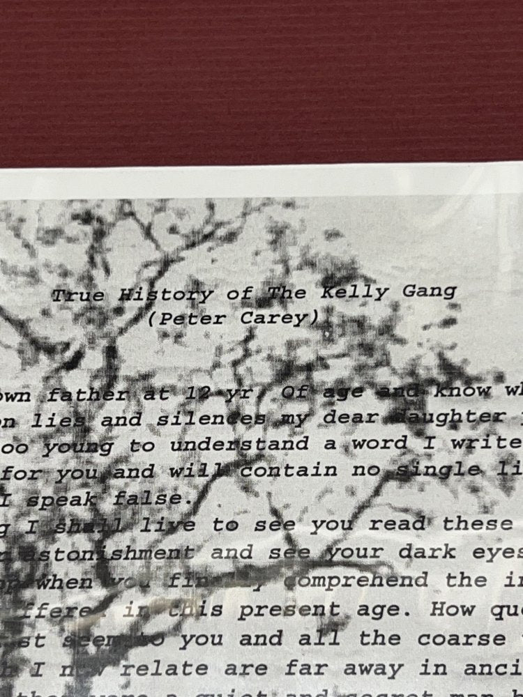 Autographed Typescript - Peter Carey - TRUE HISTORY OF THE KELLY GANG - Booker Prize winner