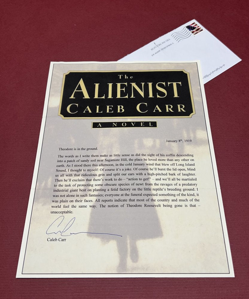 Autographed Typescript - Caleb Carr  - THE ALIENIST  -