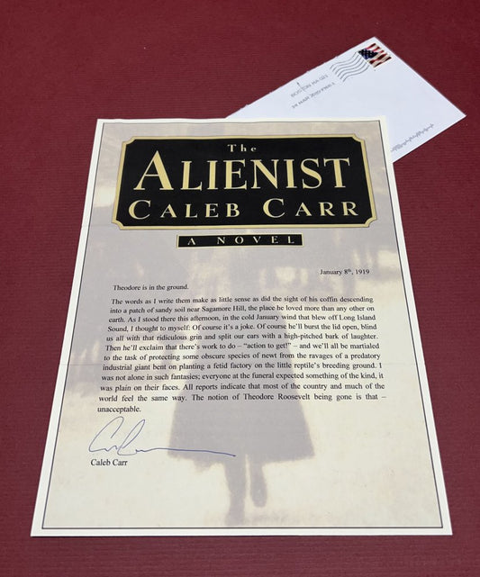 Autographed Typescript - Caleb Carr  - THE ALIENIST  -