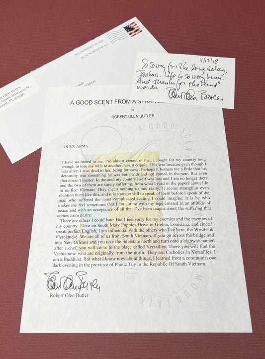 Autographed Typescript - Robert Olen Butler - GOOD SCENT FROM A STRANGE MOUNTAIN - Pulitzer Prize winner-