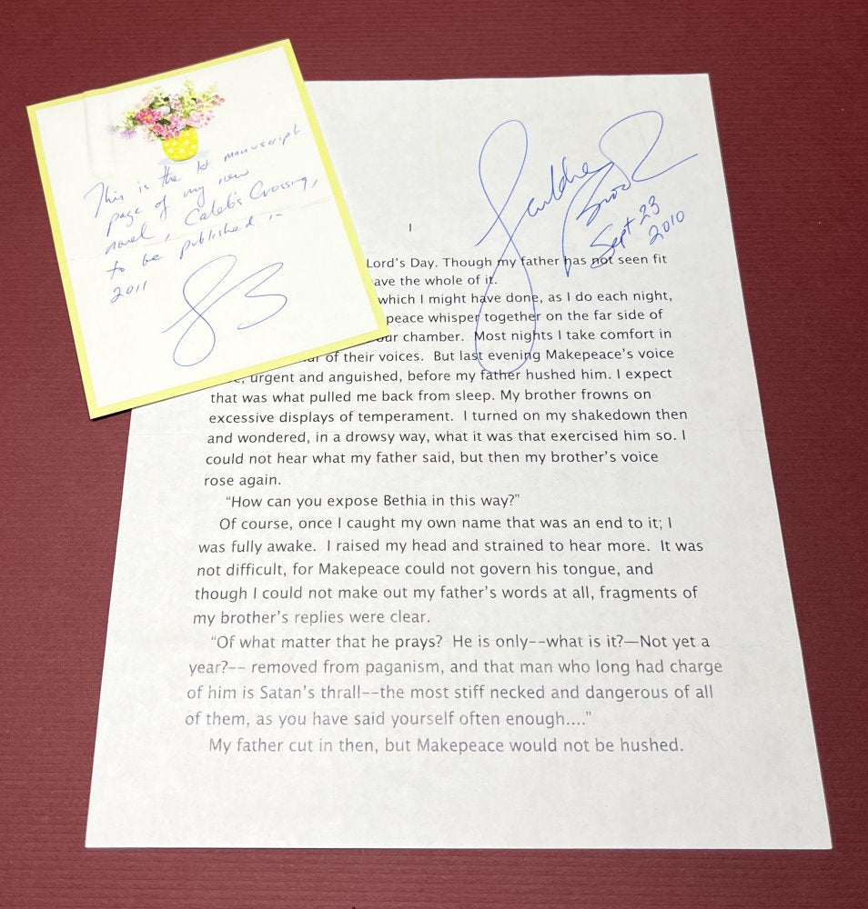 Autographed Typescript - Geraldine Brooks - CALEB'S CROSSING - Pulitzer Prize winner