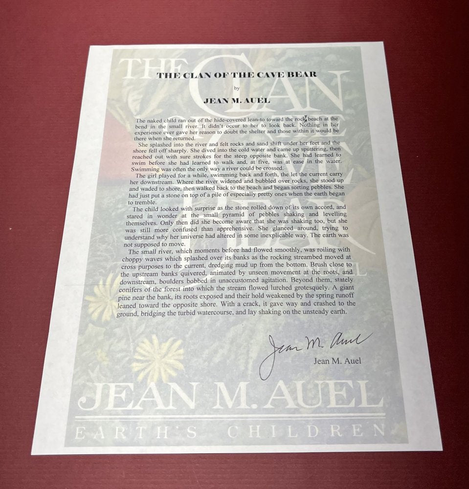 Autographed Typescript - Jean M. Auel - THE CLAN OF THE CAVE BEAR -