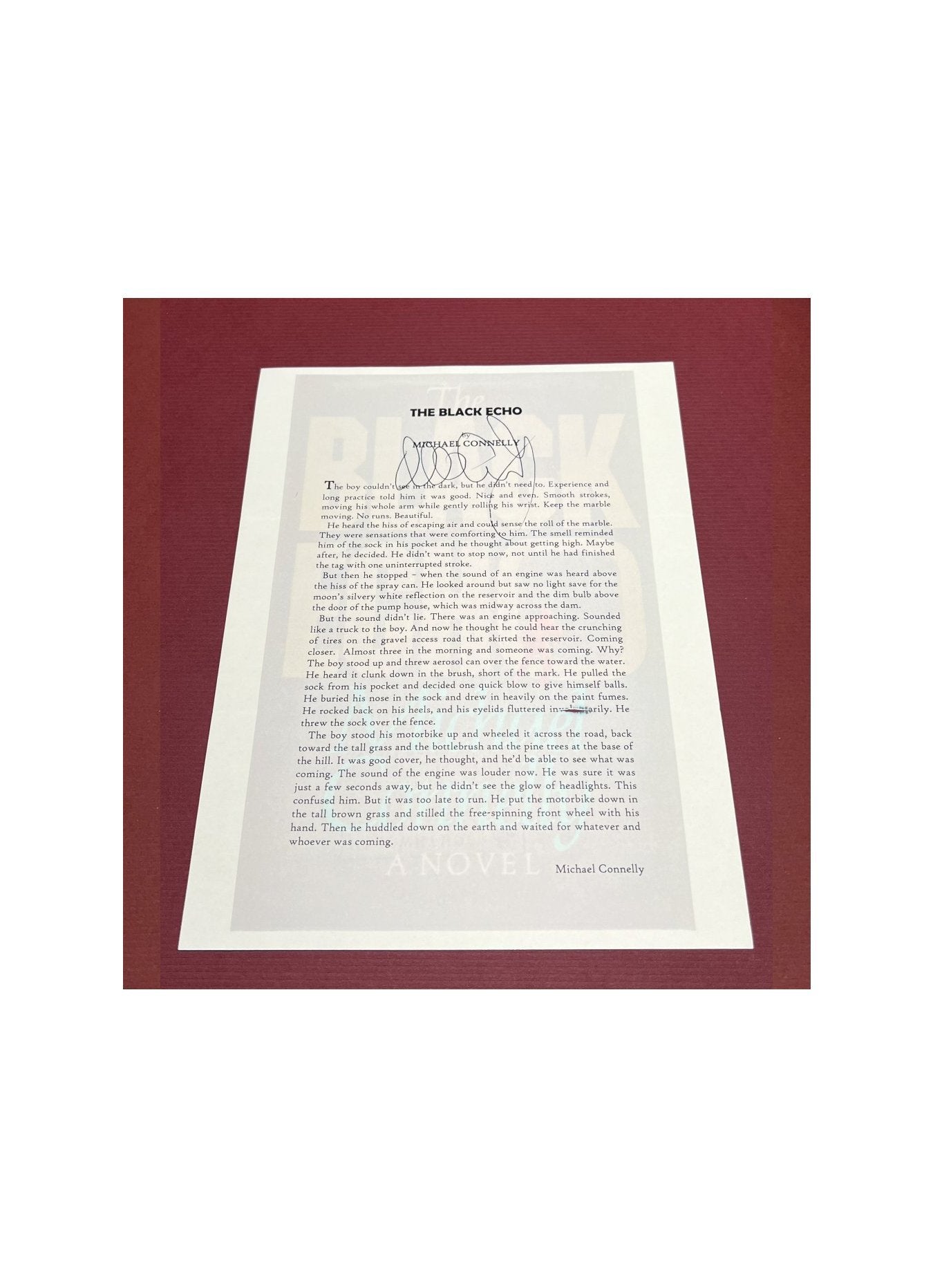 Autographed Typescript - Michael Connolly - THE BLACK ECHO -