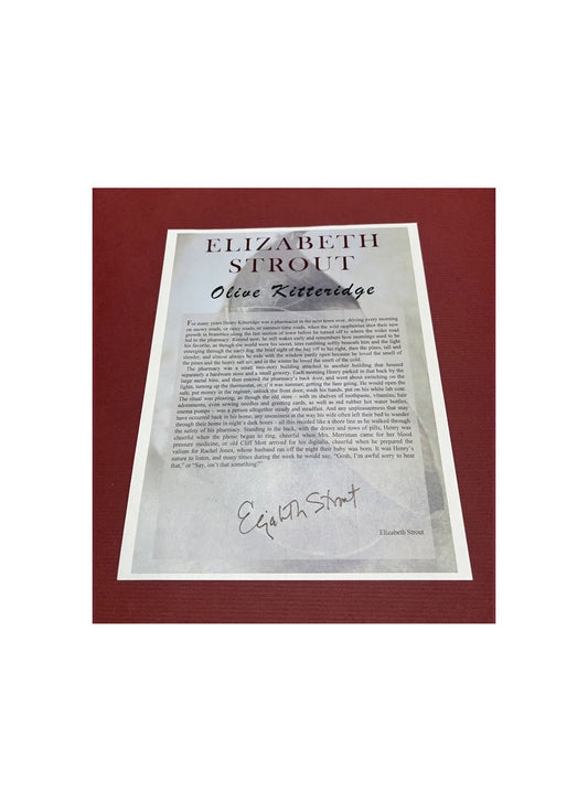 Autographed Typescript - Elizabeth Strout - OLIVE KITTERIDGE - Pulitzer Prize winner