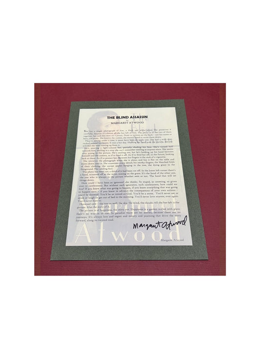 Autographed Typescript - Margaret Atwood - THE BLIND ASSASSIN - Booker Prize Winner -