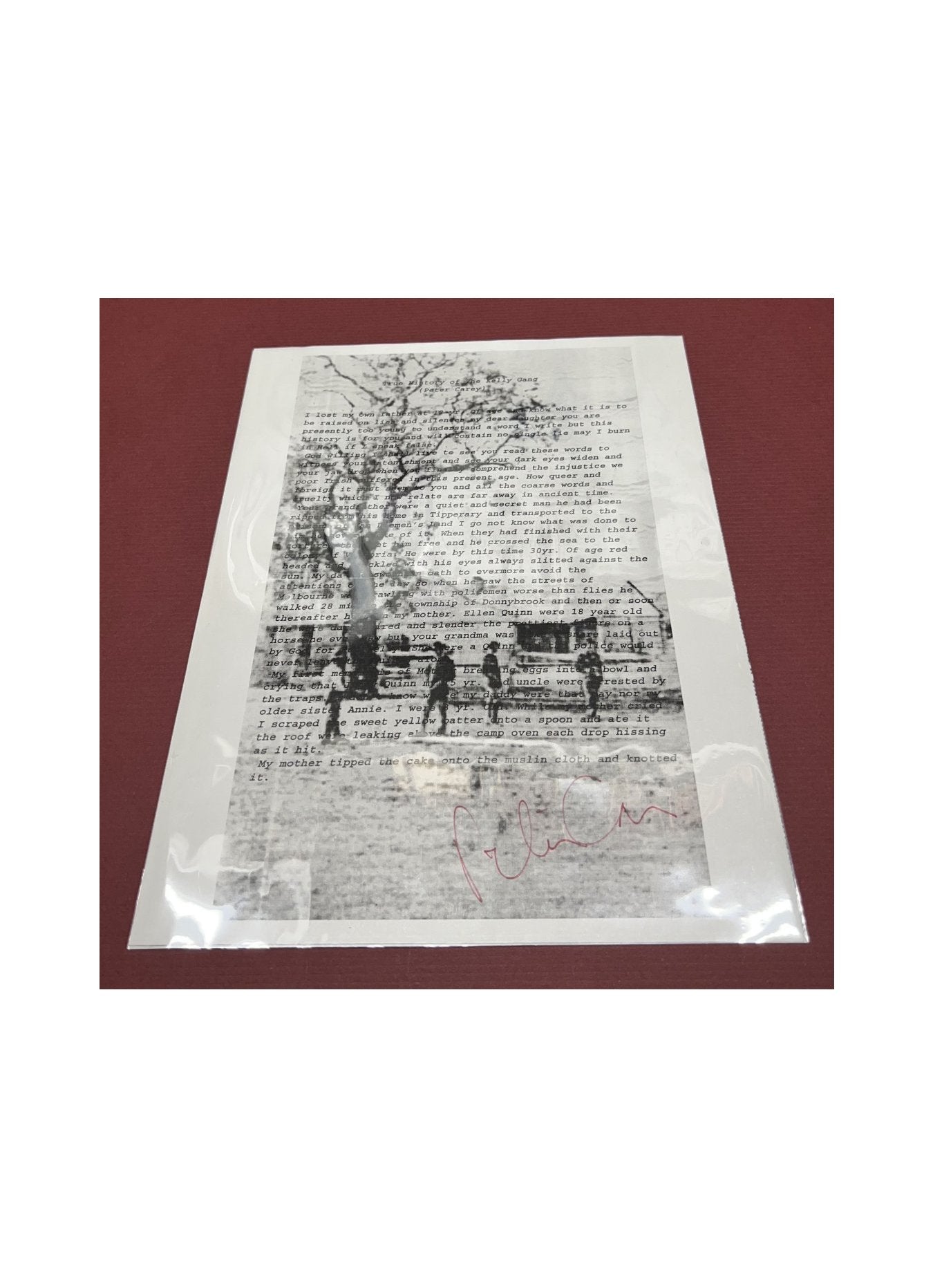 Autographed Typescript - Peter Carey - TRUE HISTORY OF THE KELLY GANG - Booker Prize winner