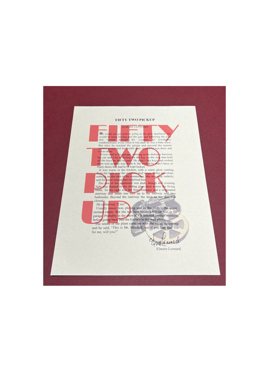 Autographed Typescript - Elmore Leonard - FIFTY TWO CARD PICK UP -