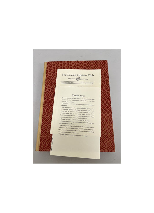 25% Off Summer Sale!!  Walter Pater - The Renaissance - Signed & Numbered  1976 - Limited Edition Club