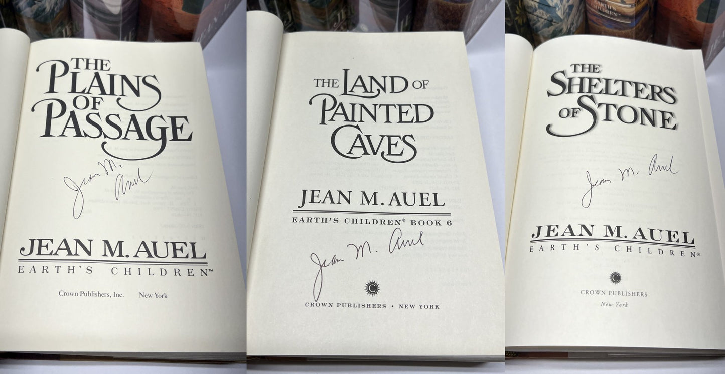 - Signed Earth's Children Set - Jean M. Auel - The Clan of the Cave Bear; The Valley of Horses; The Mammoth Hunters; The Plains of Passage; The Shelters of Stone; The Land Of Panted Caves Signed 1st / 1st Printings
