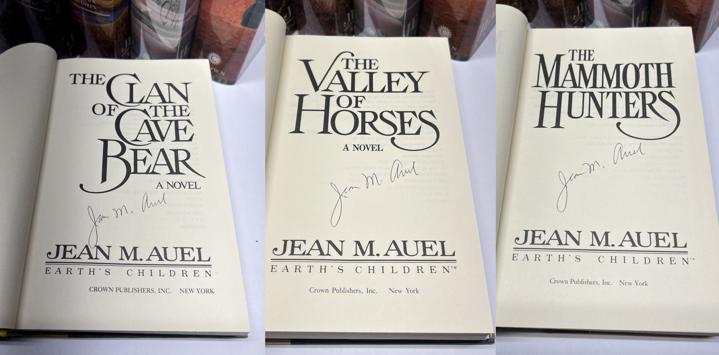 - Signed Earth's Children Set - Jean M. Auel - The Clan of the Cave Bear; The Valley of Horses; The Mammoth Hunters; The Plains of Passage; The Shelters of Stone; The Land Of Panted Caves Signed 1st / 1st Printings