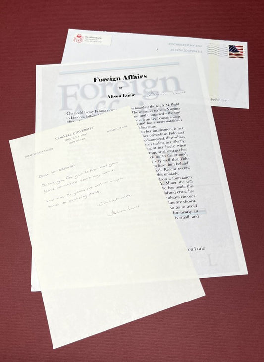 Autographed Typescript - Alison Lurie - FOREIGN AFFAIRS - Pulitzer Prize winner