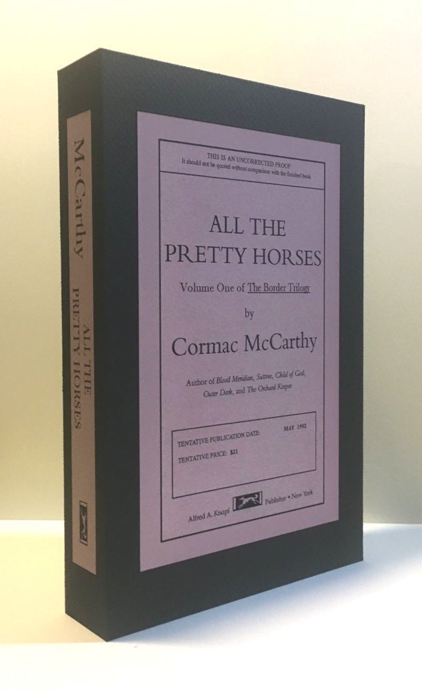 CUSTOM SLIPCASE for Cormac McCarthy - All The Pretty Horses - ARC - Standard Version